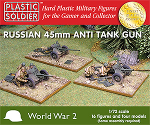 20 1518 PLASTIC SOLDIER 15MM WWII RUSSIAN 45MM ANTI-TANK GUN 4 & CREW
