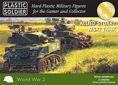 WW2 WW2V15021-15MM ALLIED M5A1 STUART TANK PLASTIC SOLDIER COMPANY 
