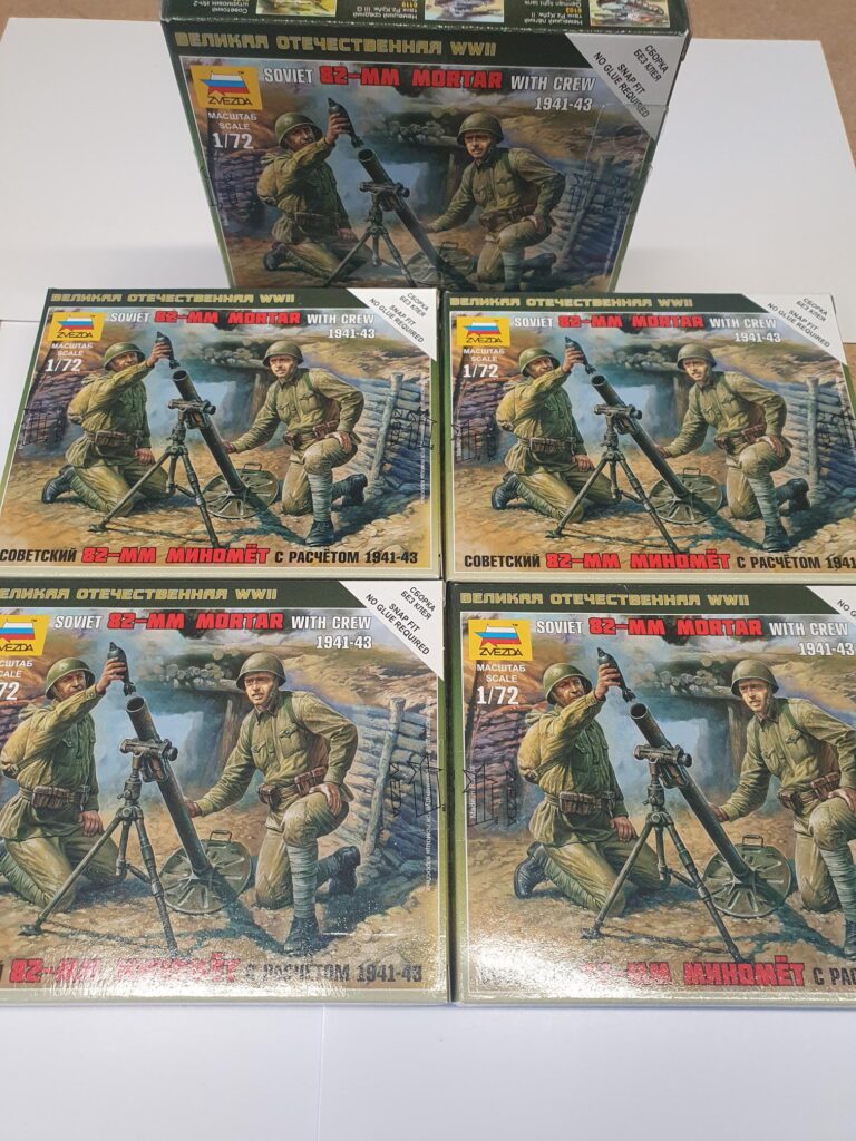ZVEZDA 5 X BOX DEAL 1/72nd 82mm MORTAR WITH CREW 1941-43