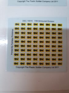 15mm Decal Set 11th Armoured Division