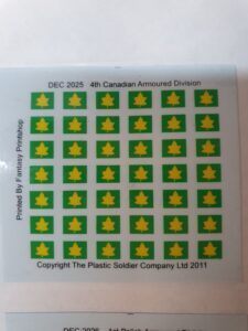 1/72nd Decal Set 4th Canadian Armoured Division